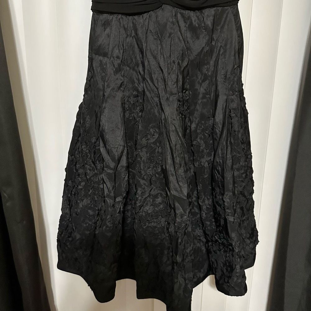 Adrianna Papell black formal midi v-neck formal dress, fit & flare , zippered ba - Picture 7 of 13